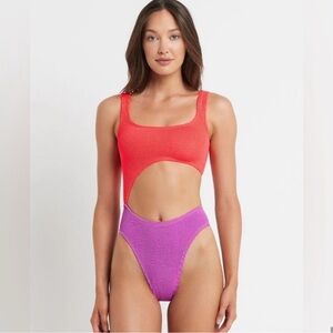 NWOT Bond-eye Coral and Purple Cutout Swimsuit 🪸